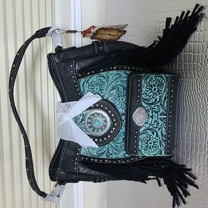 Western Style Leather Purse & matching Wallet by Trinity Ranch